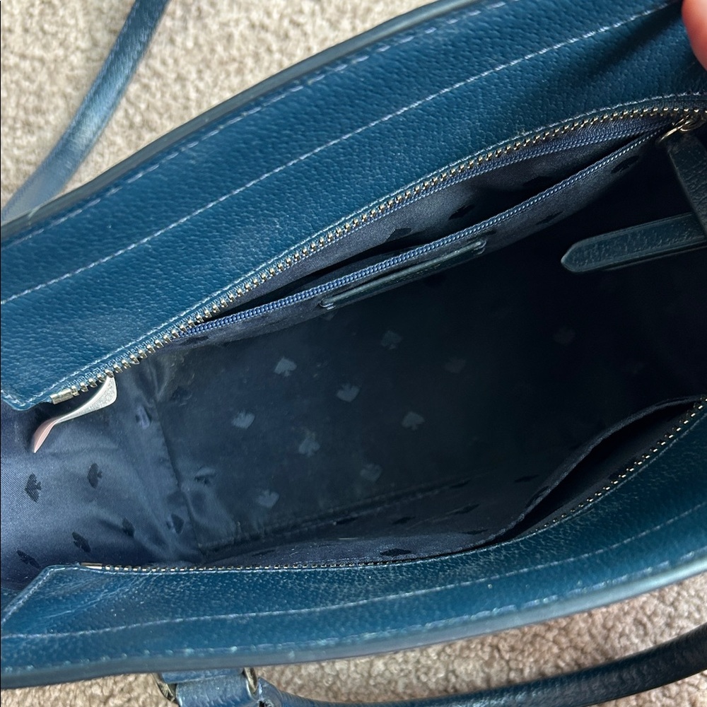 kate spade Navy Blue Pebbled Leather Satchel - Picture 2 of 3